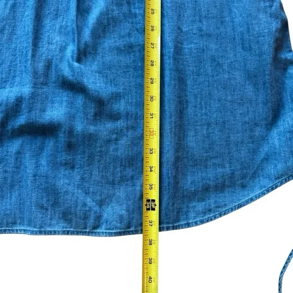 NWT Loft Denim Shirt Dress Chambray Blue Size Medium Long Sleeve Button Front - Picture 9 of 9